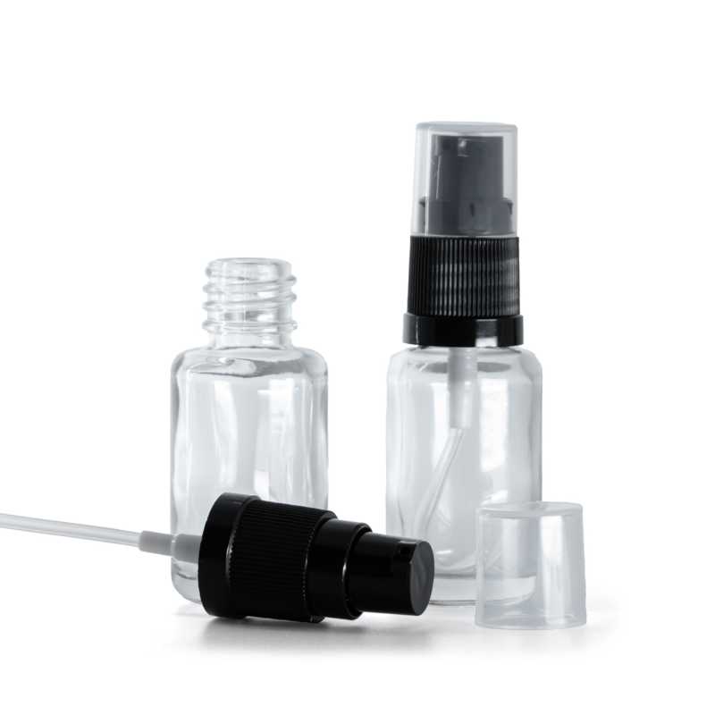 Flacone in vetro, dosatore lozione, trasparente, 12 ml