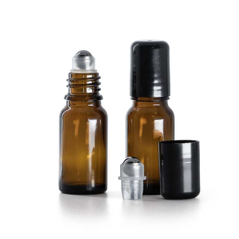 Flacone roll-on in vetro ambra, 10 ml