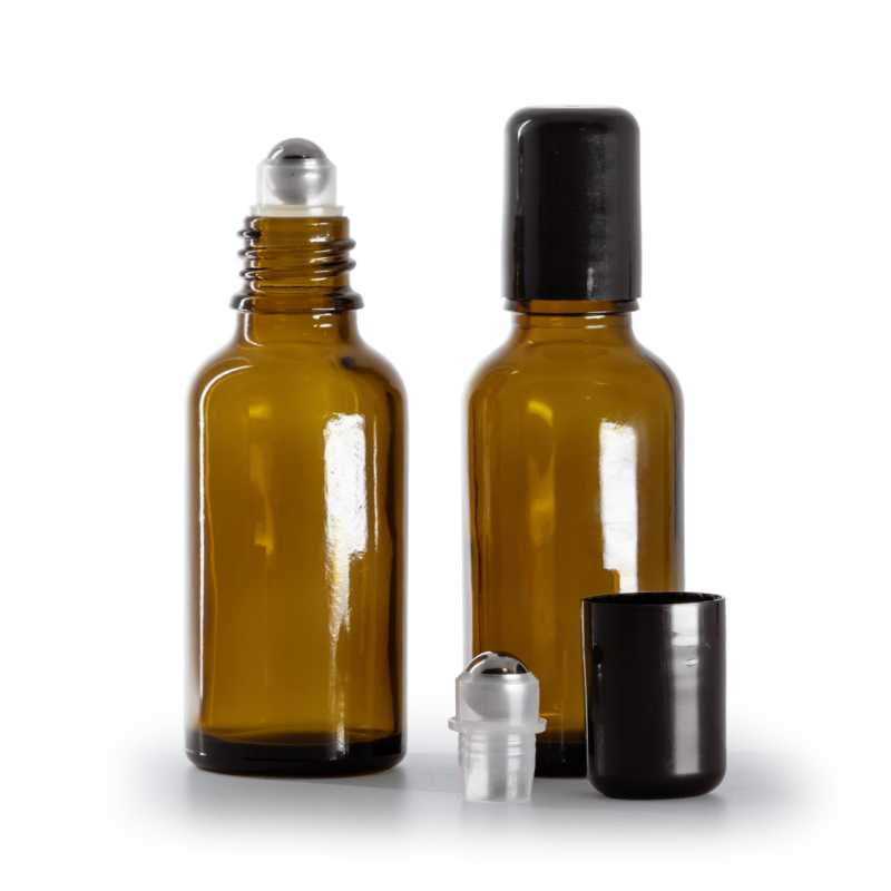 Flacone in vetro ambra roll-on, 30 ml