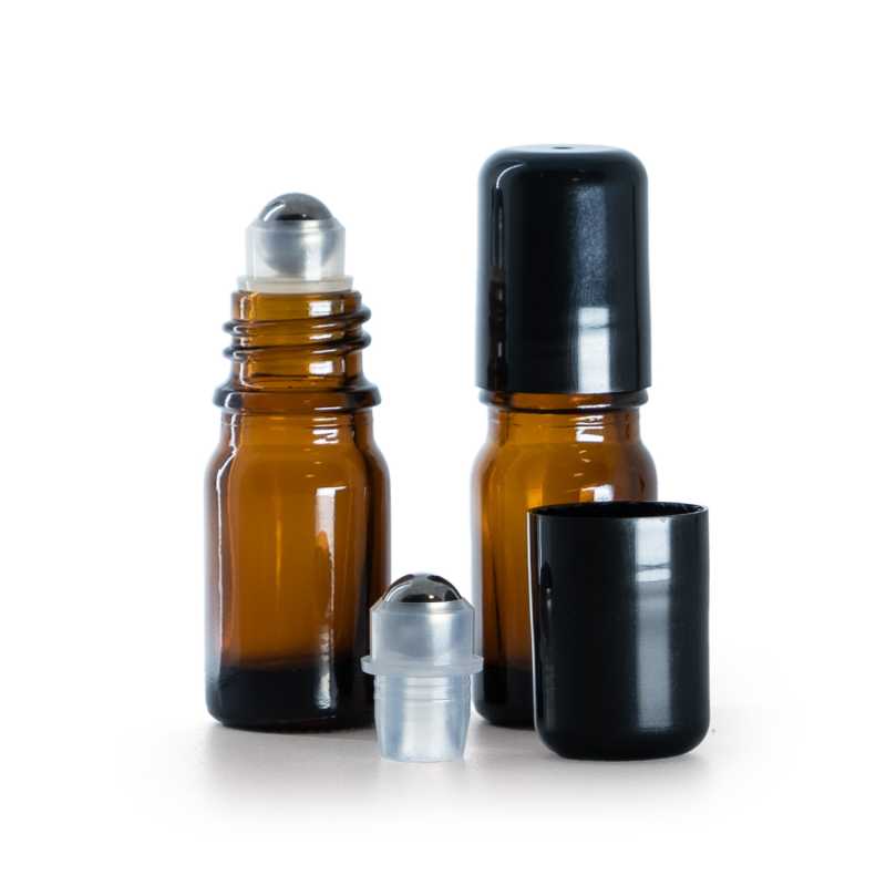 Flacone in vetro, roll-on, ambra, 5 ml