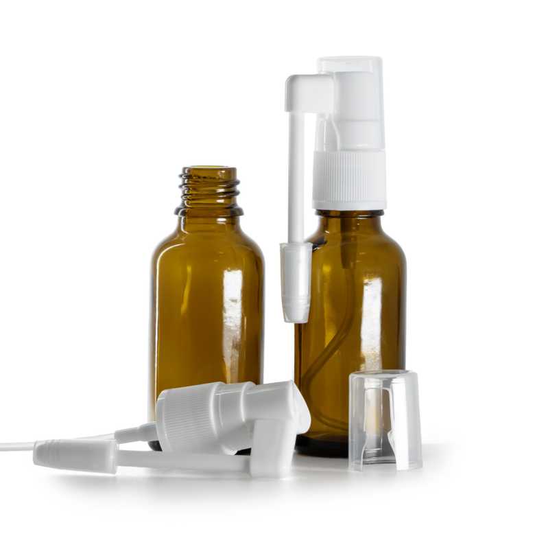 Flacone in vetro, ambra, spruzzatore orale, 30 ml