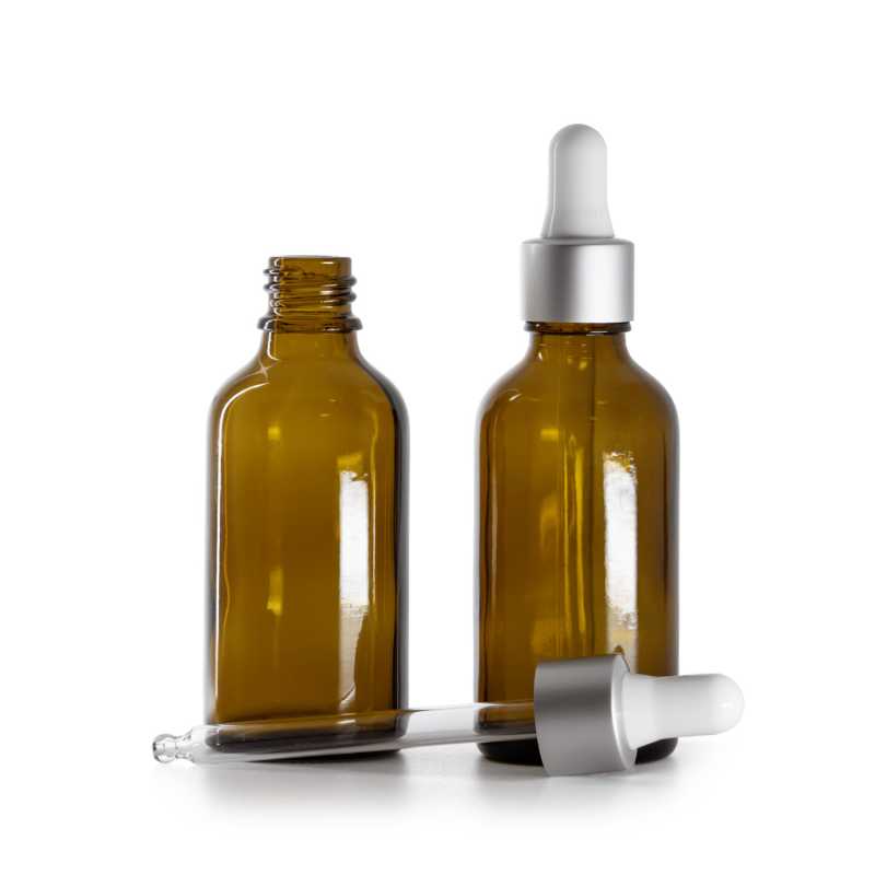 Flacone di vetro, contagocce, argento opaco, 50 ml