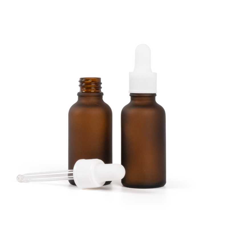 Bottiglia in vetro, flacone farmaceutico, contagocce bianco opaco, 30 ml