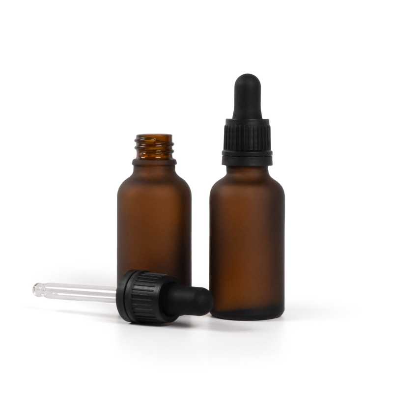 Bottiglia in vetro, opaca, contagocce nero, 30 ml