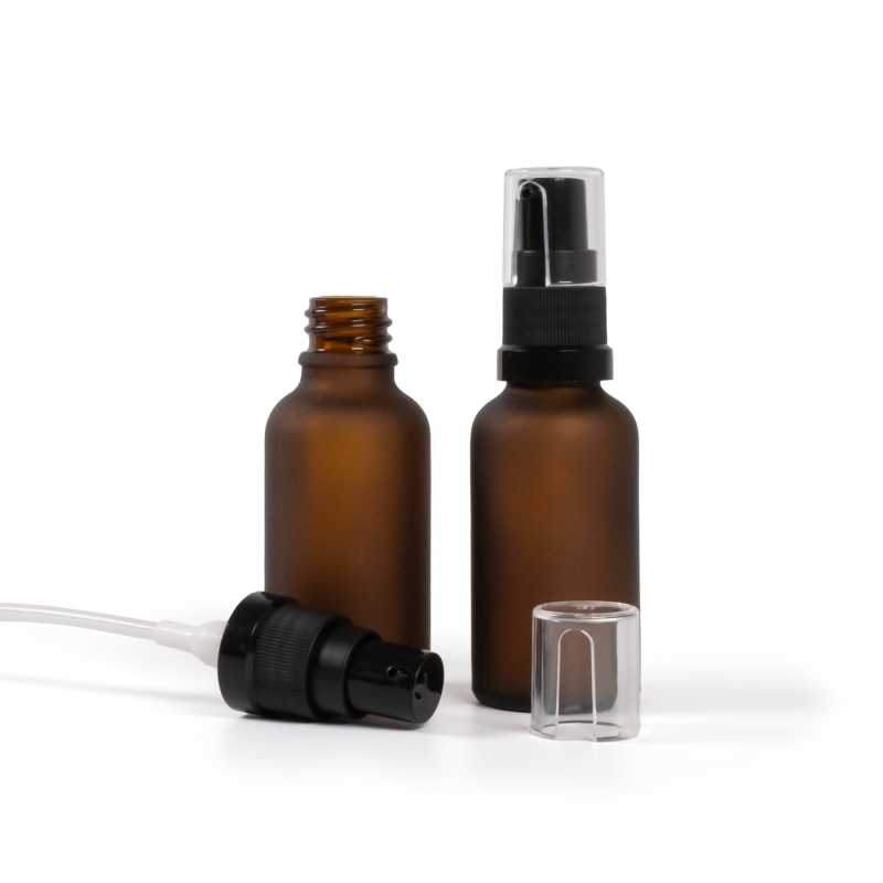 Bottiglia in vetro ambrato opaco, dispenser per olio, 30 ml