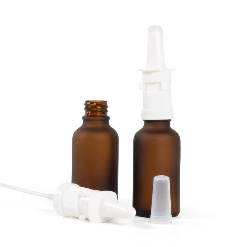 Flacone in vetro ambra opaco, spruzzatore nasale, 30 ml