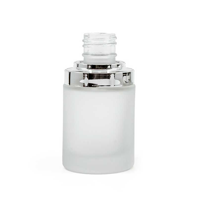 Bottiglia in vetro satinato, argento lucido, 30 ml