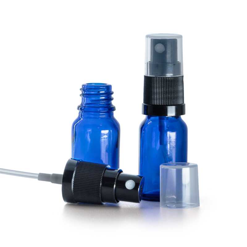 Flacone in vetro, blu, spruzzatore, 10 ml