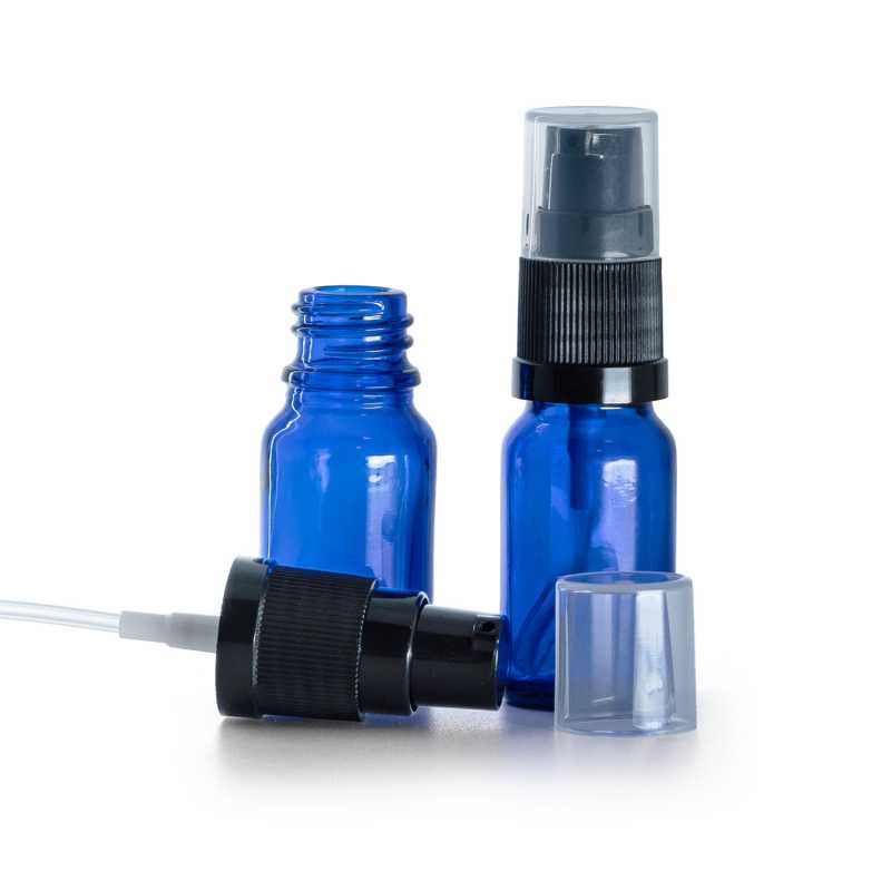 Flacone in vetro, dosatore lozione, blu, 10 ml