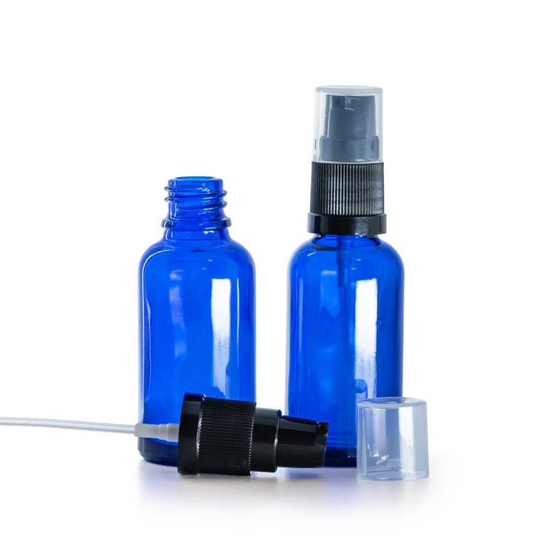Bottiglia in vetro, dispenser lozione, blu, 30 ml