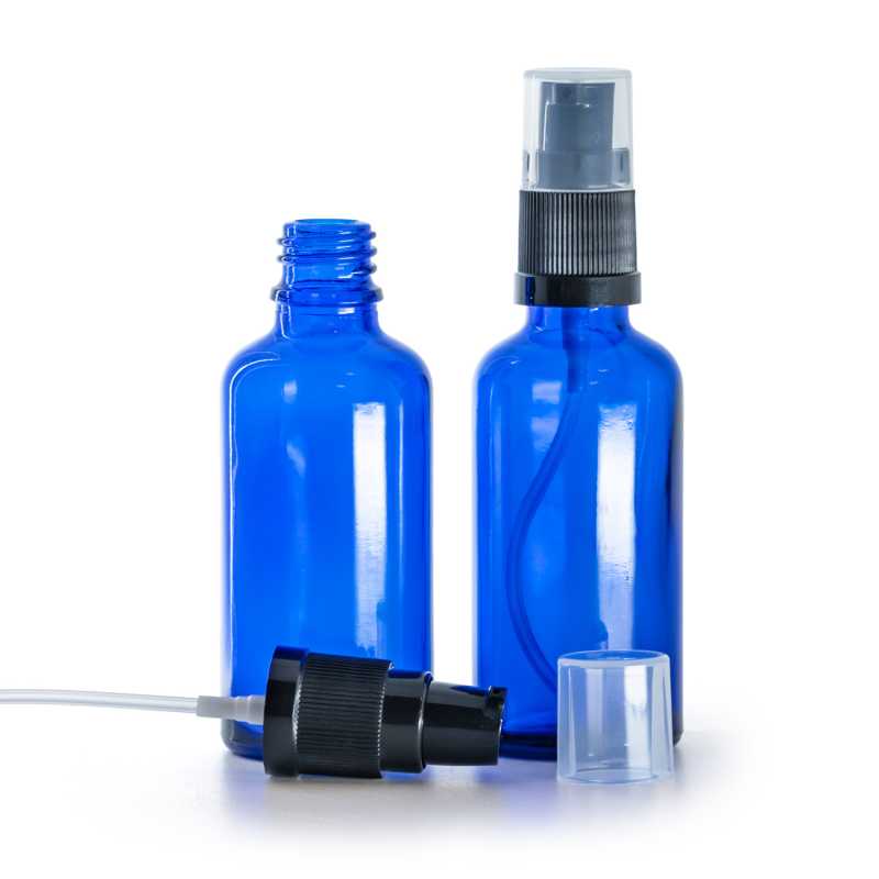 Bottiglia in vetro, dosatore lozione, blu, 50 ml