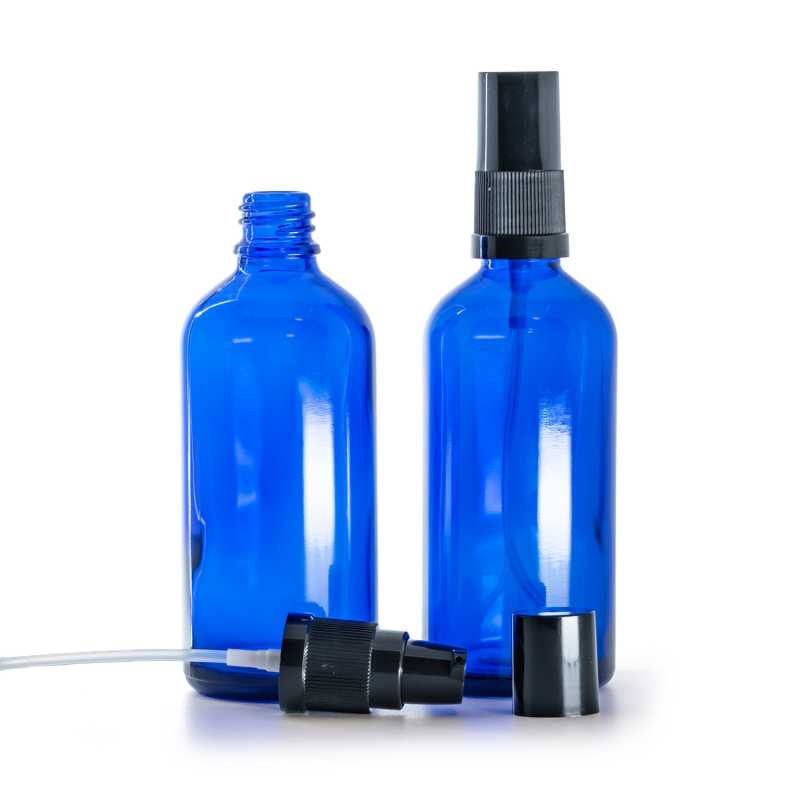 Flacone in vetro, dosatore lozione, blu, 100 ml
