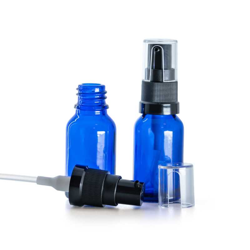 Flacone in vetro, olio, blu, 15 ml
