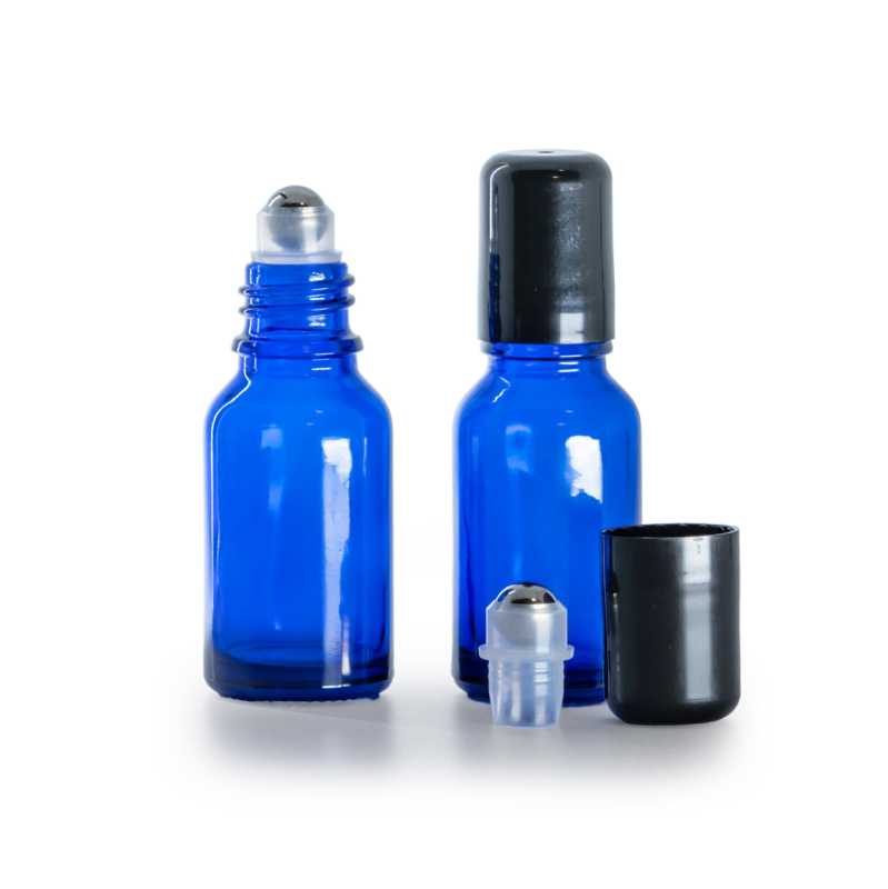Flacone in vetro, roll-on, blu, 15 ml