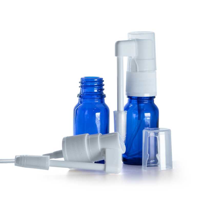 Flacone in vetro, spray orale, blu, 10 ml
