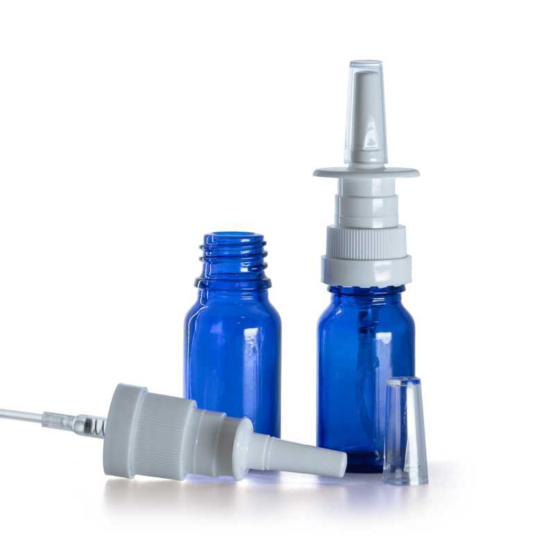 Bottiglia in vetro, blu, spray nasale, 10 ml