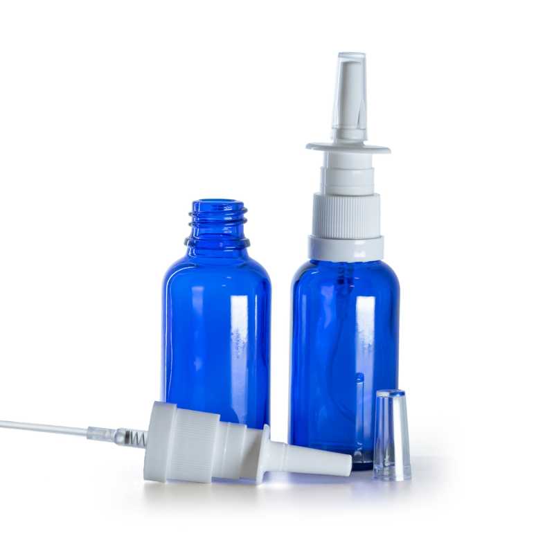 Bottiglia in vetro, blu, spray nasale, 30 ml