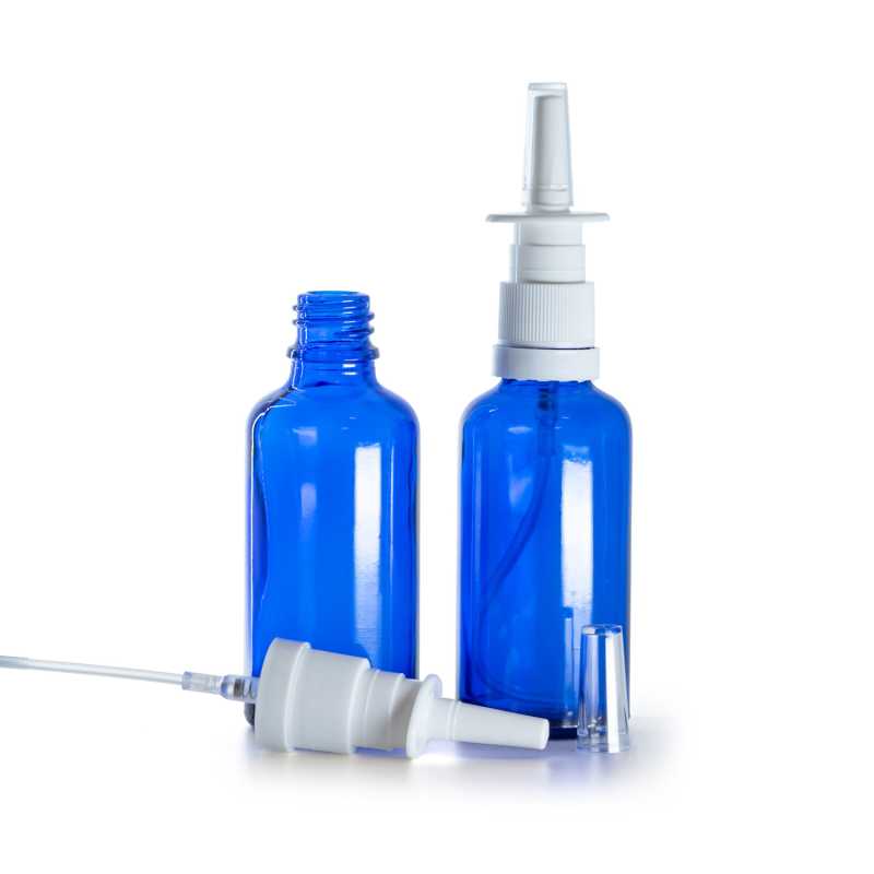 Flacone in vetro, spray nasale, blu, 50 ml