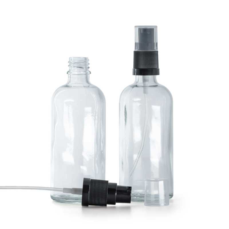 Flacone in vetro, trasparente, dosatore lozione, 100 ml