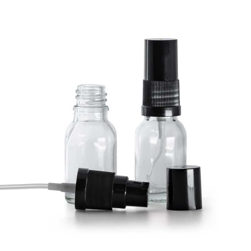 Bottiglia in vetro, dosatore lozione, nero, 15 ml