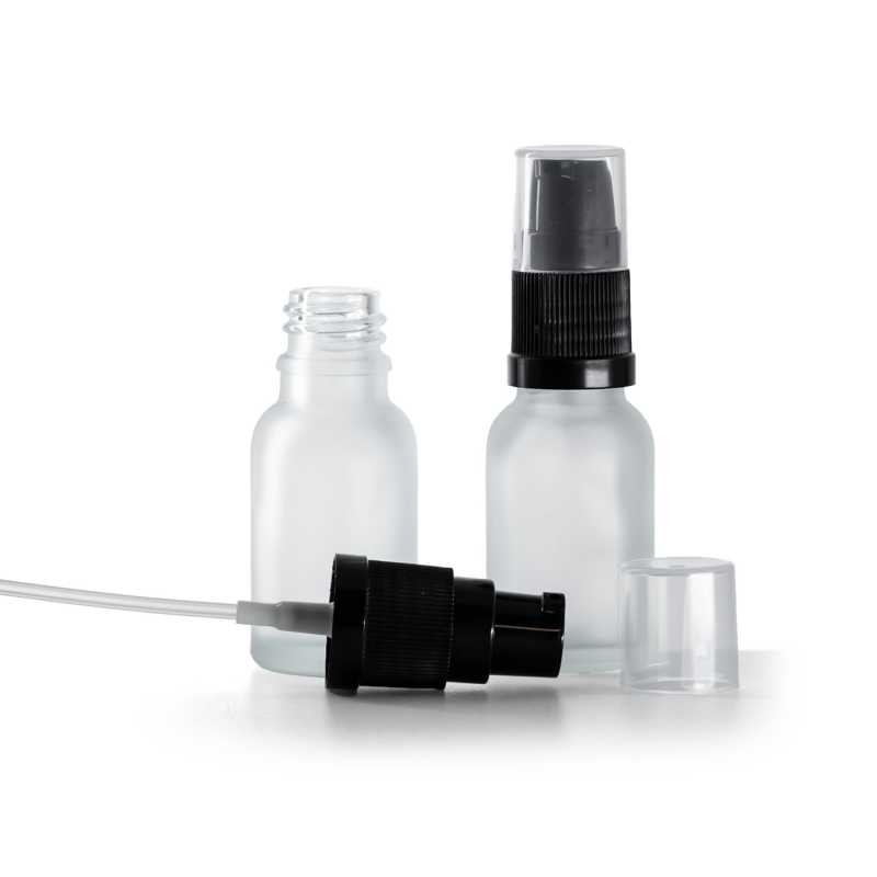 Flacone in vetro satinato trasparente, dispenser lozione, 15 ml