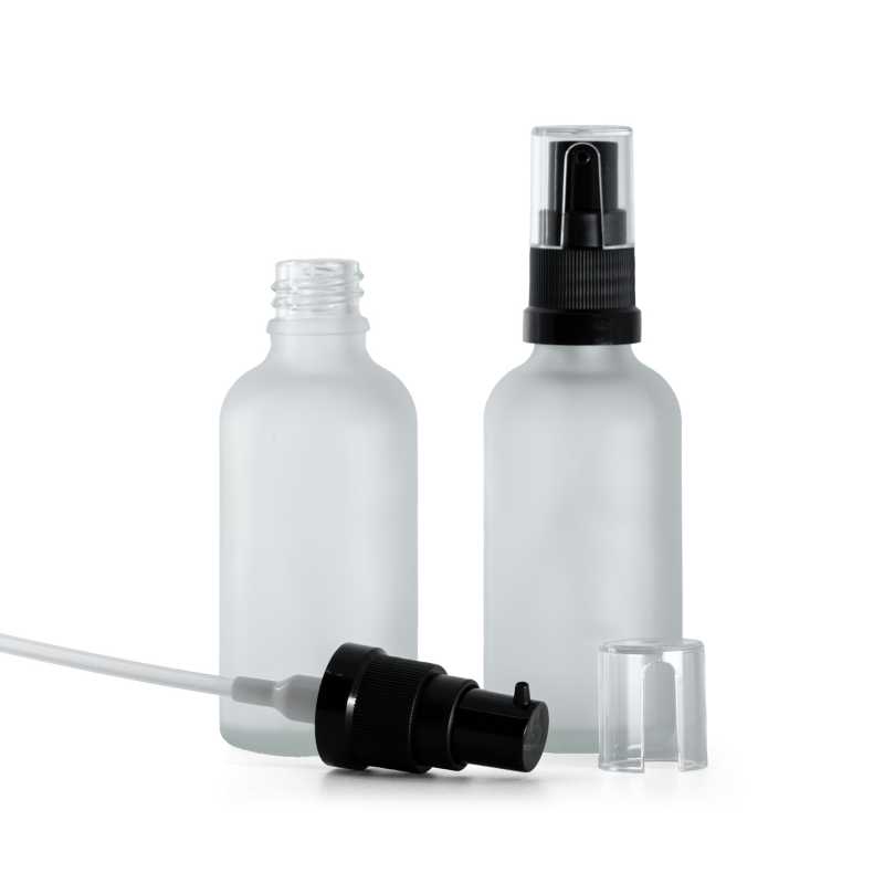 Bottiglia in vetro satinato trasparente, dosatore olio, 50 ml