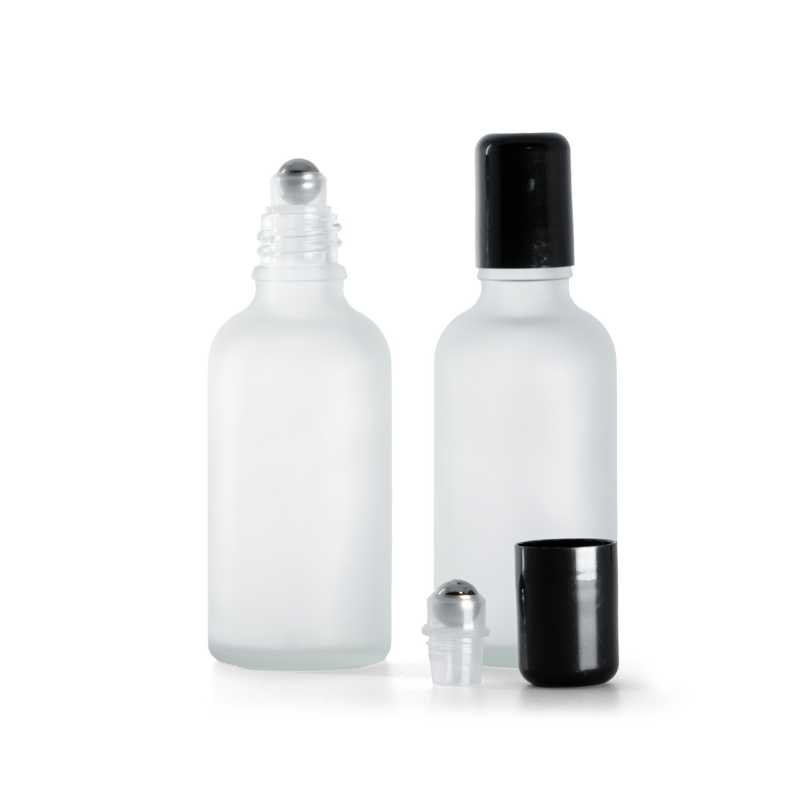 Flacone in vetro satinato trasparente con roll-on, 50 ml