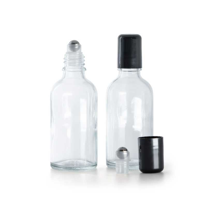 Flacone in vetro roll-on, trasparente, 30 ml