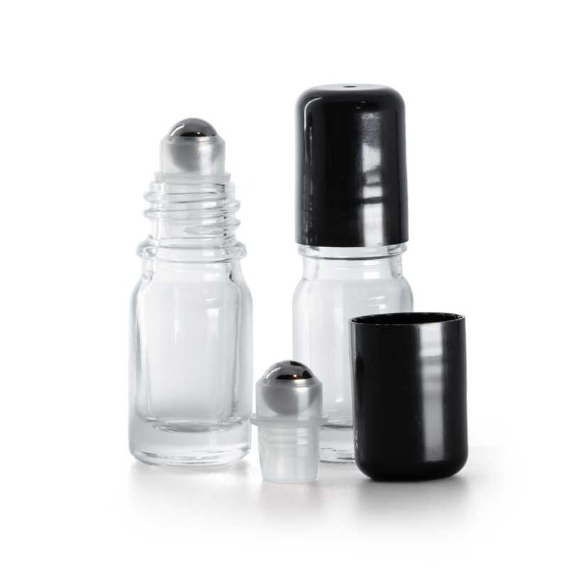 Contenitore in vetro, trasparente, roll-on, 5 ml