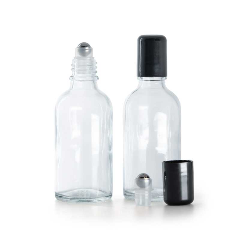 Flacone in vetro roll-on, trasparente, 50 ml