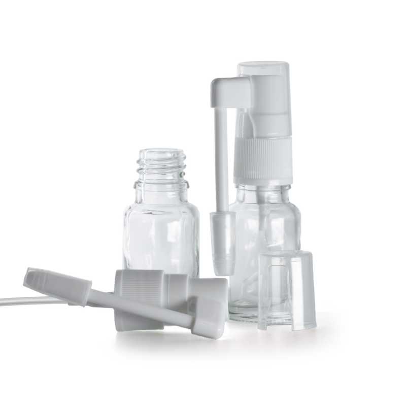 Bottiglia in vetro, trasparente, spray orale, 10 ml