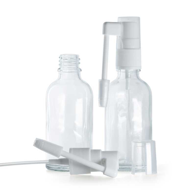 Bottiglia in vetro, trasparente, spray orale, 30 ml