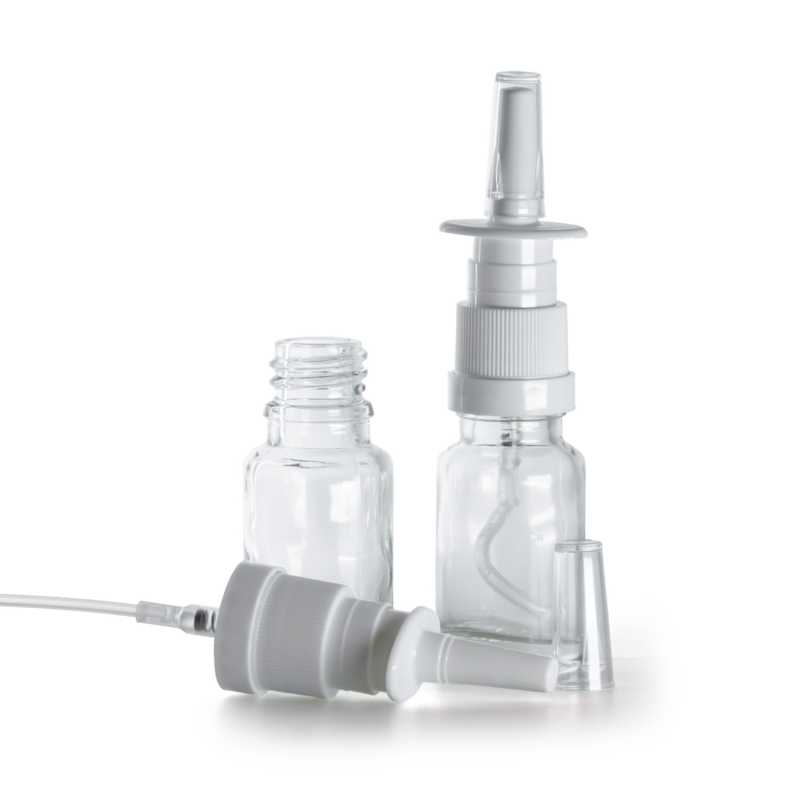 Bottiglia in vetro, trasparente, spray nasale, 10 ml
