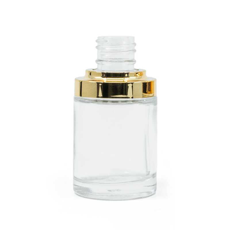 Flacone in vetro, trasparente, oro lucido, 30 ml