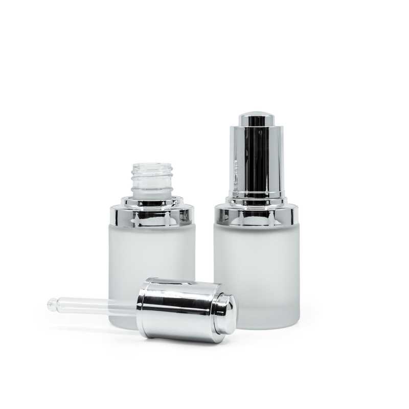 Flacone in vetro, satinato, contagocce push, 30 ml