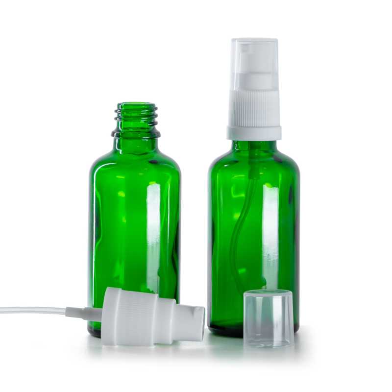 Flacone in vetro, verde, dosatore, 50 ml
