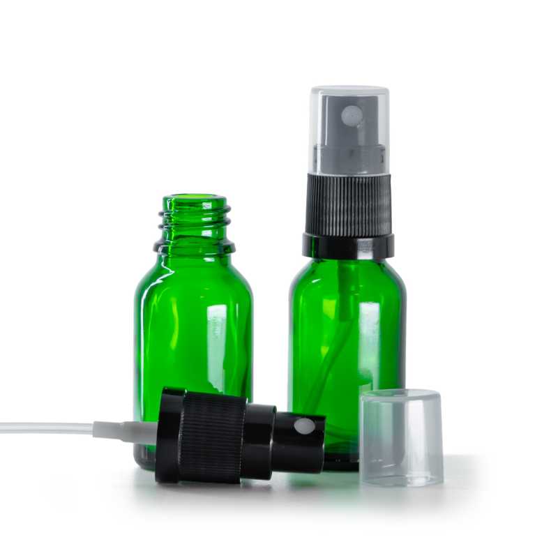 Flacone in vetro, verde, spruzzatore, 15 ml