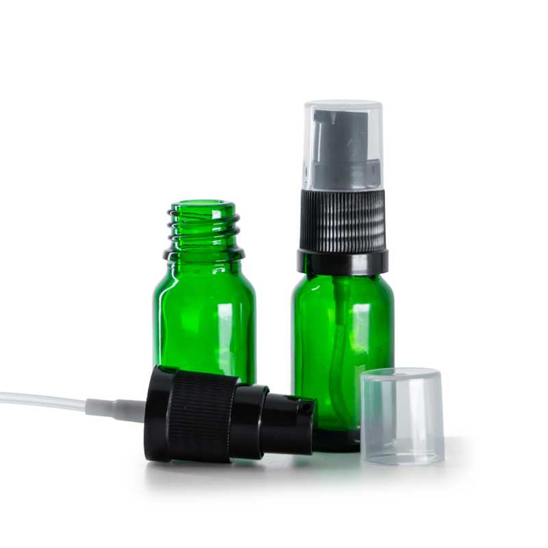 Flacone in vetro, dosatore lozione, verde, 10 ml