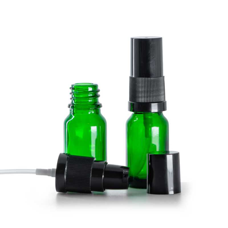 Flacone in vetro, dispenser lozione, verde, 10 ml
