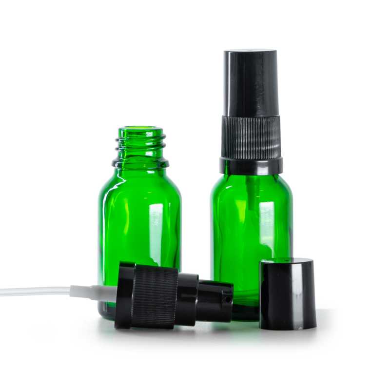 Bottiglia in vetro, dosatore lozione, verde, 15 ml