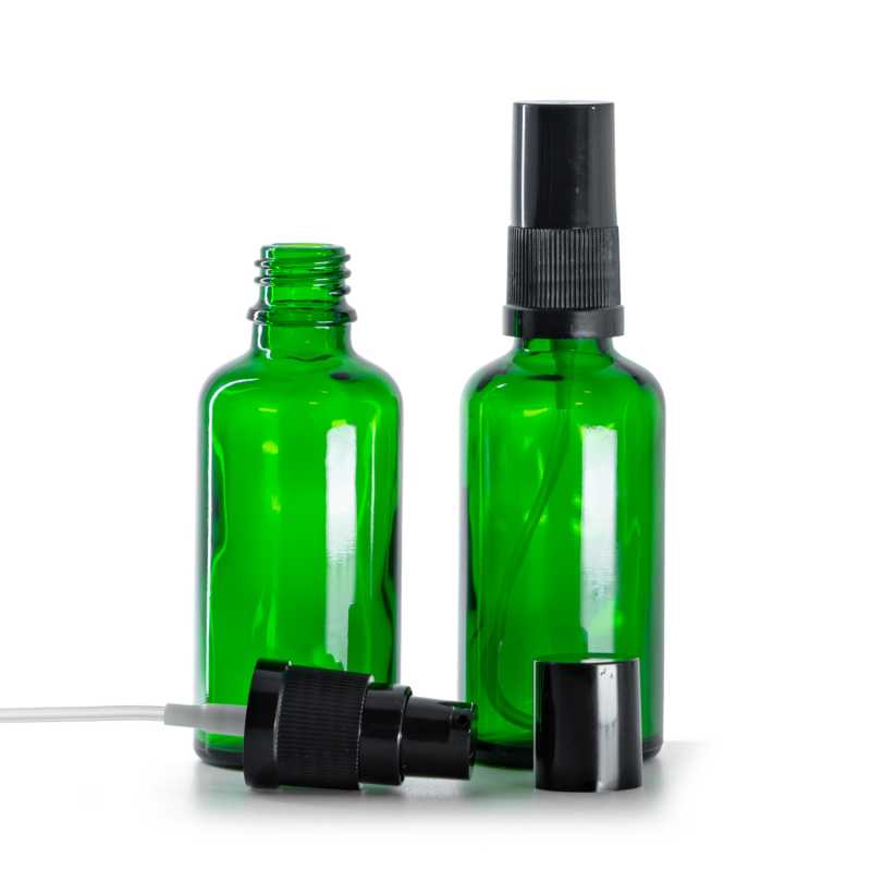 Flacone in vetro, dosatore lozione nero, verde, 50 ml