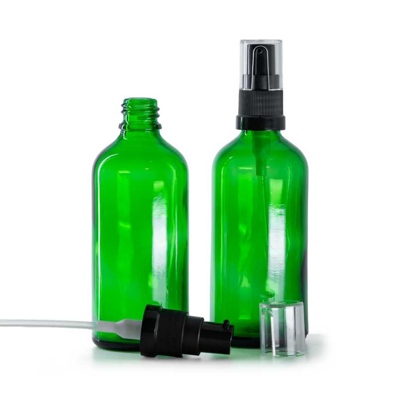 Bottiglia in vetro, verde, dosatore olio, 100 ml
