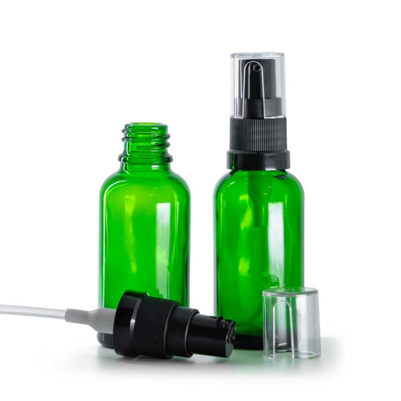 Bottiglia in vetro, verde, dosatore per olio, 30 ml