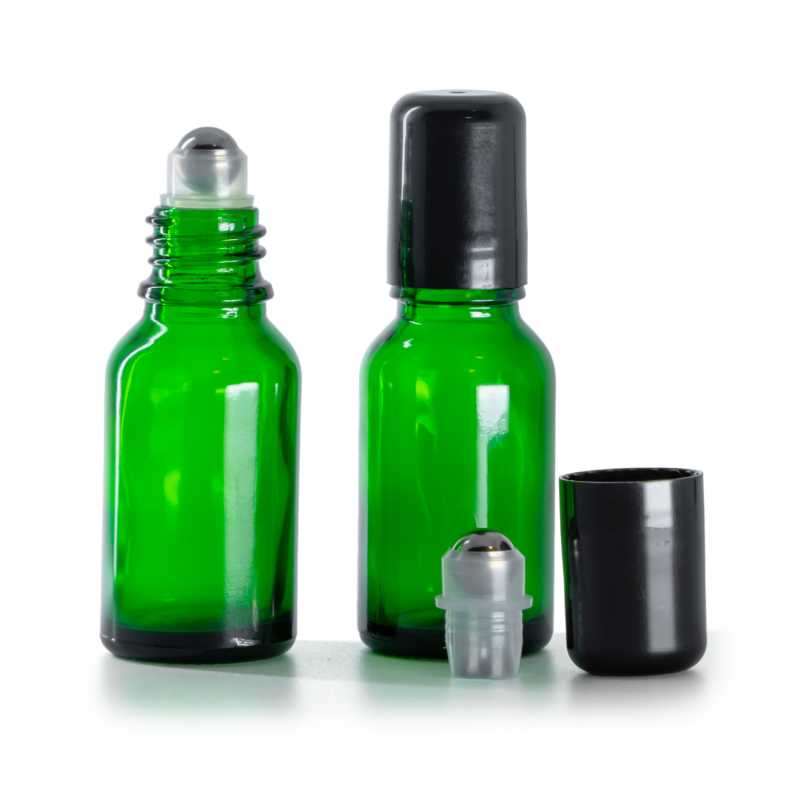 Flacone in vetro, verde, roll-on, 15 ml