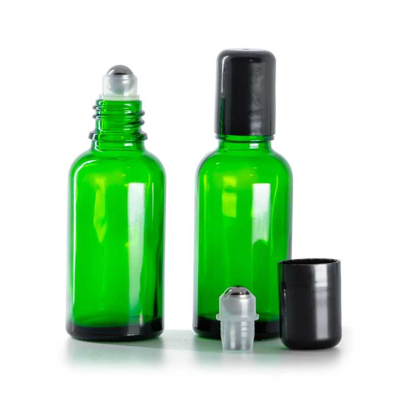 Contenitore in vetro, roll-on, verde, 30 ml