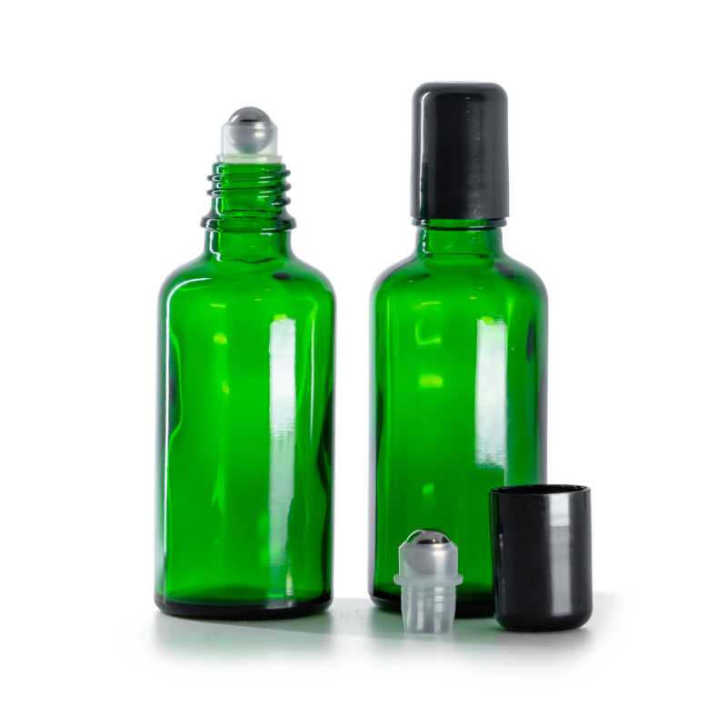 Flacone in vetro roll-on, verde, 50 ml