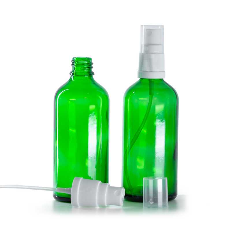 Bottiglia in vetro, spruzzatore, verde, 100 ml