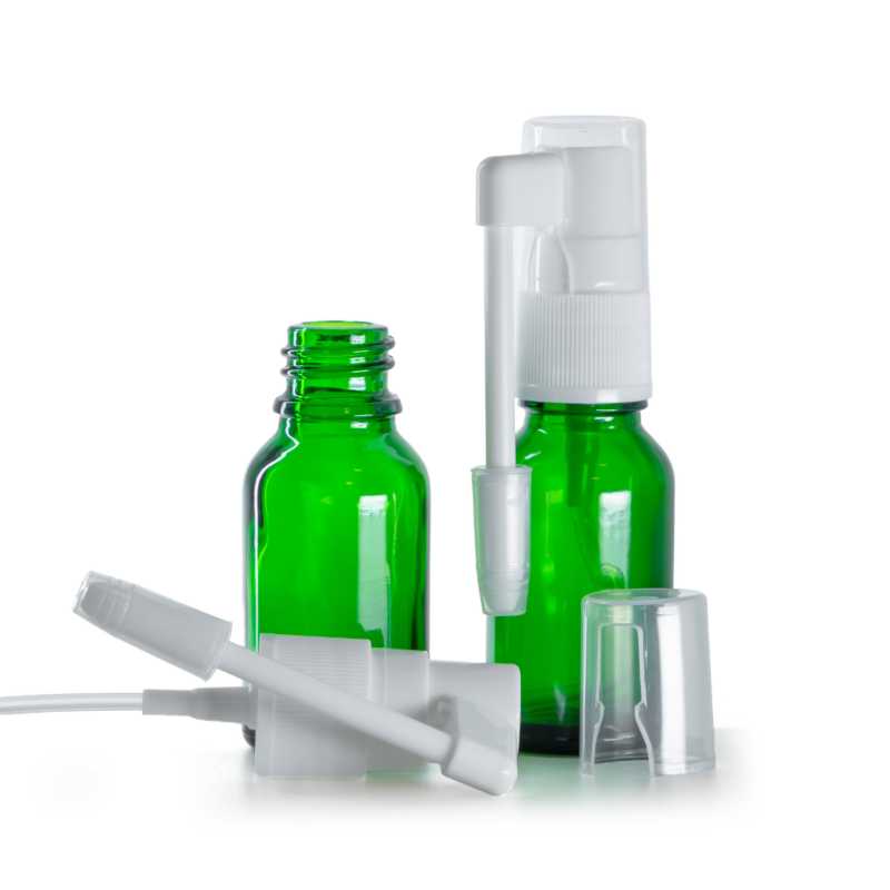 Flacone in vetro, spray orale, verde, 15 ml