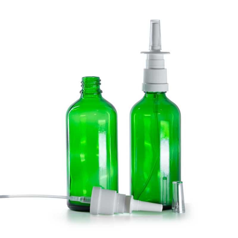 Flacone in vetro, verde, spruzzatore nasale, 100 ml