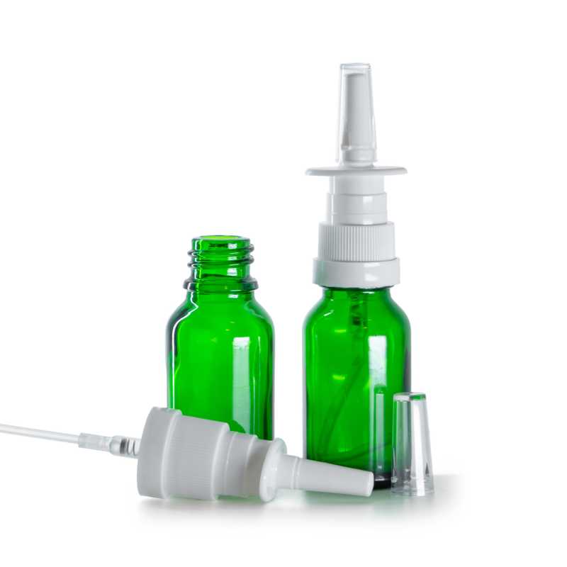 Flacone in vetro, verde, spray nasale, 15 ml